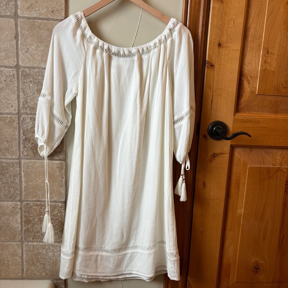 White Boho Peasant Dres NWT